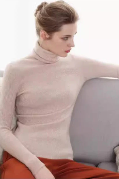 Stacked Neck Lightweight Wool Knit Top - Image 6
