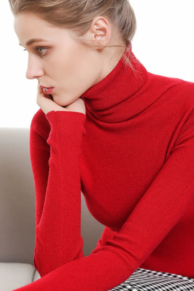 Stacked Neck Lightweight Wool Knit Top - Image 7