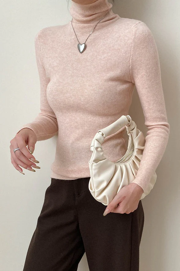 Stacked Neck Slim Fit Essential Knit Top - Image 4