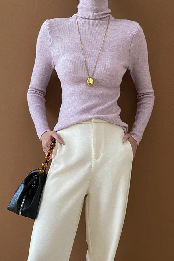 Stacked Neck Slim Fit Essential Knit Top - Image 7