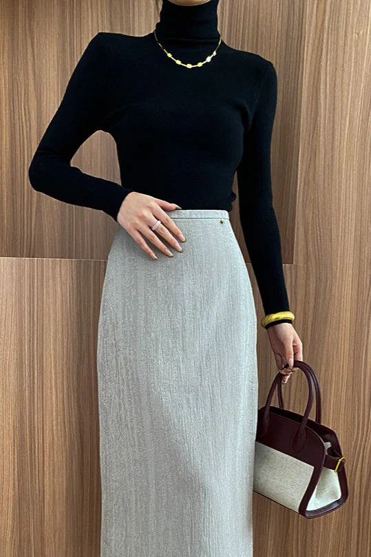 Stacked Neck Slim Fit Essential Knit Top - Image 9
