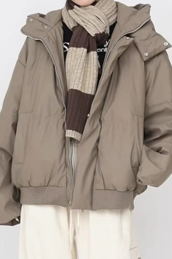 Stand Collar High Neck Hooded Puffer Jacket - Image 2