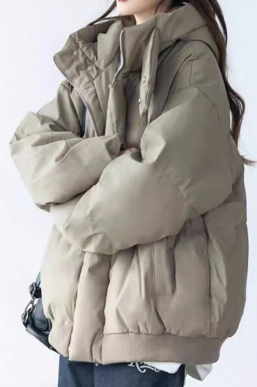 Stand Collar High Neck Hooded Puffer Jacket - Image 6