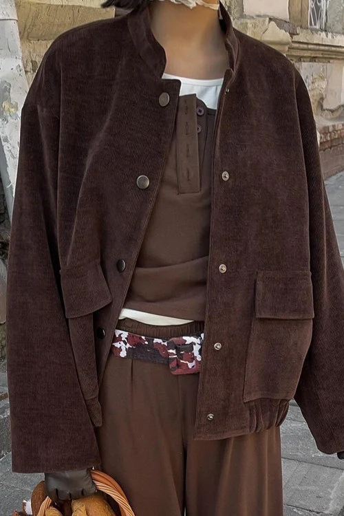 Stand Collar Single-Breasted Jacket - Image 2