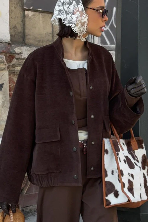 Stand Collar Single-Breasted Jacket - Image 5