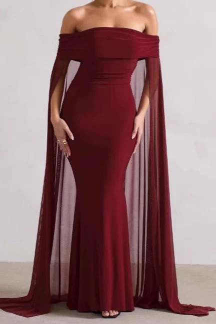 Strapless Cape Long Formal Dress - Image 3