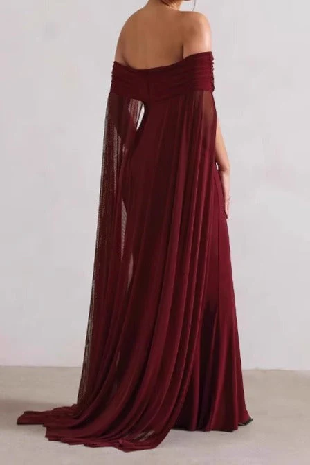 Strapless Cape Long Formal Dress - Image 4