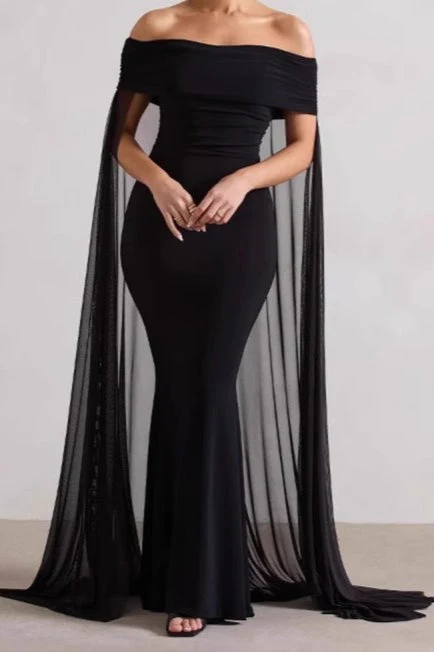 Strapless Cape Long Formal Dress - Image 5