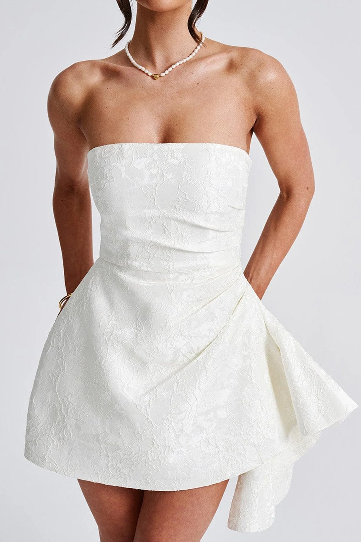 Strapless Jacquard Mini Party Dress - Image 5