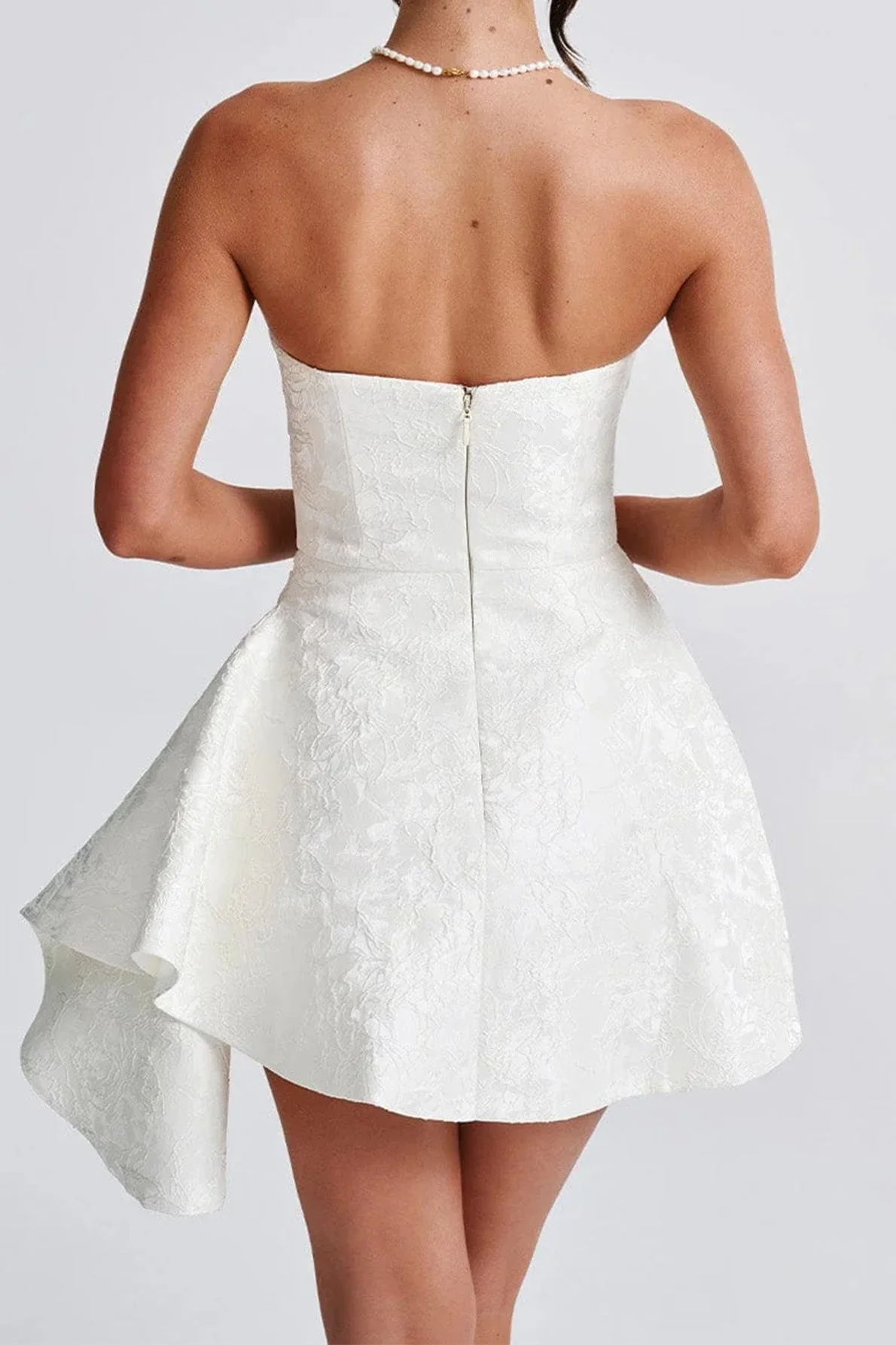 Strapless Jacquard Mini Party Dress - Image 6