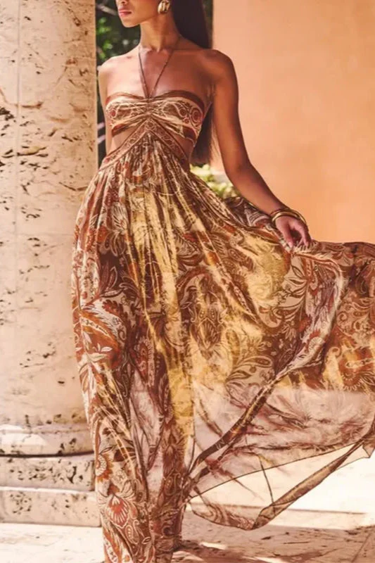 Strapless Lace Up Pleated Boho Dress - Image 16
