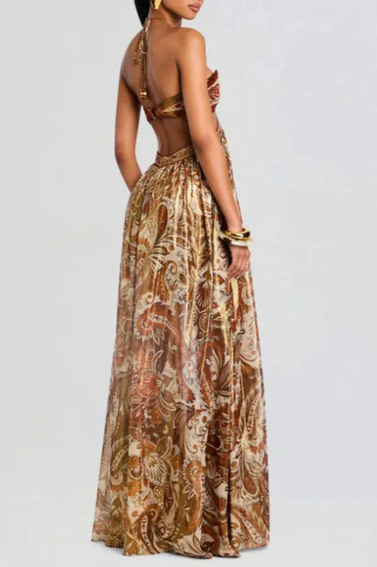 Strapless Lace Up Pleated Boho Dress - Image 5