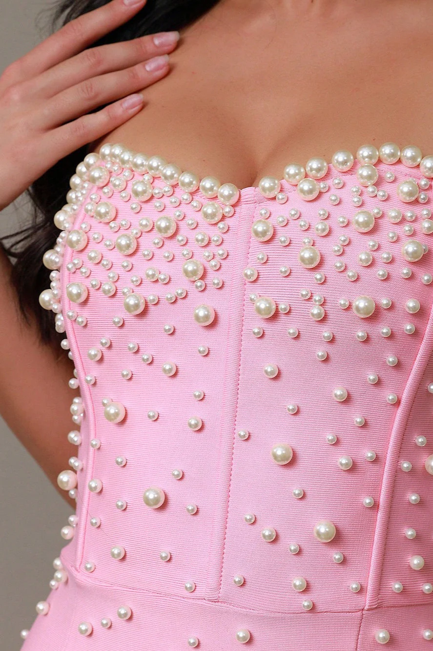 Strapless Pearl Bandage Party Dress - Image 2