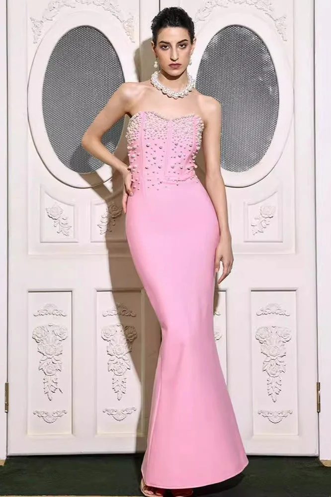 Strapless Pearl Bandage Party Dress - Image 3