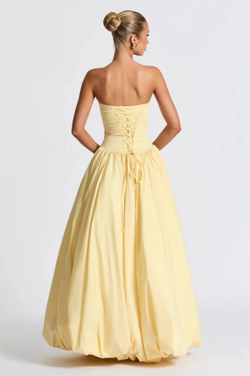 Strapless Ruched A Line Formal Dress - Image 2