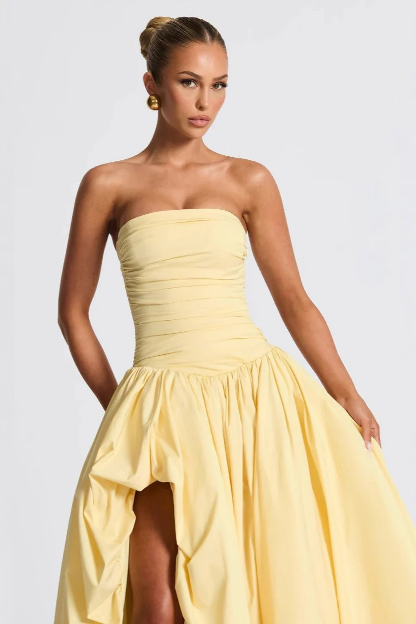 Strapless Ruched A Line Formal Dress - Image 4