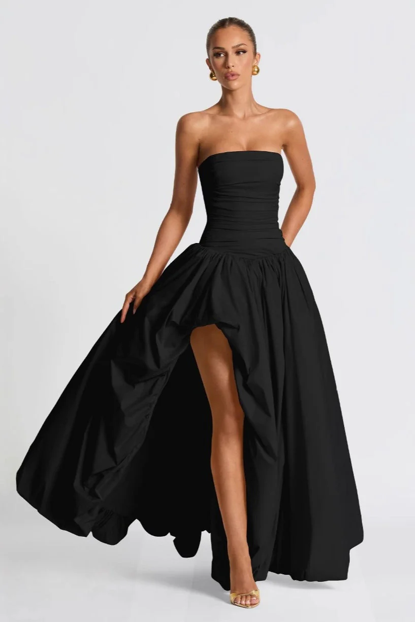 Strapless Ruched A Line Formal Dress - Image 5
