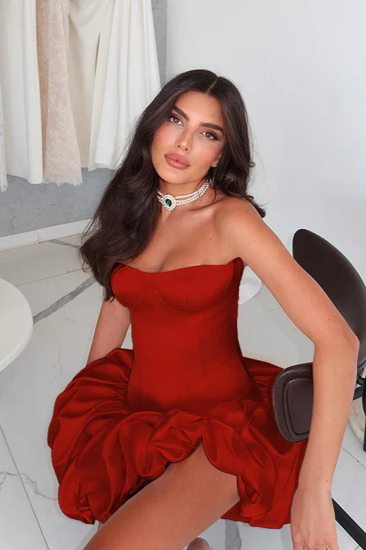 Strapless Ruched A-Line Party Dress - Image 7