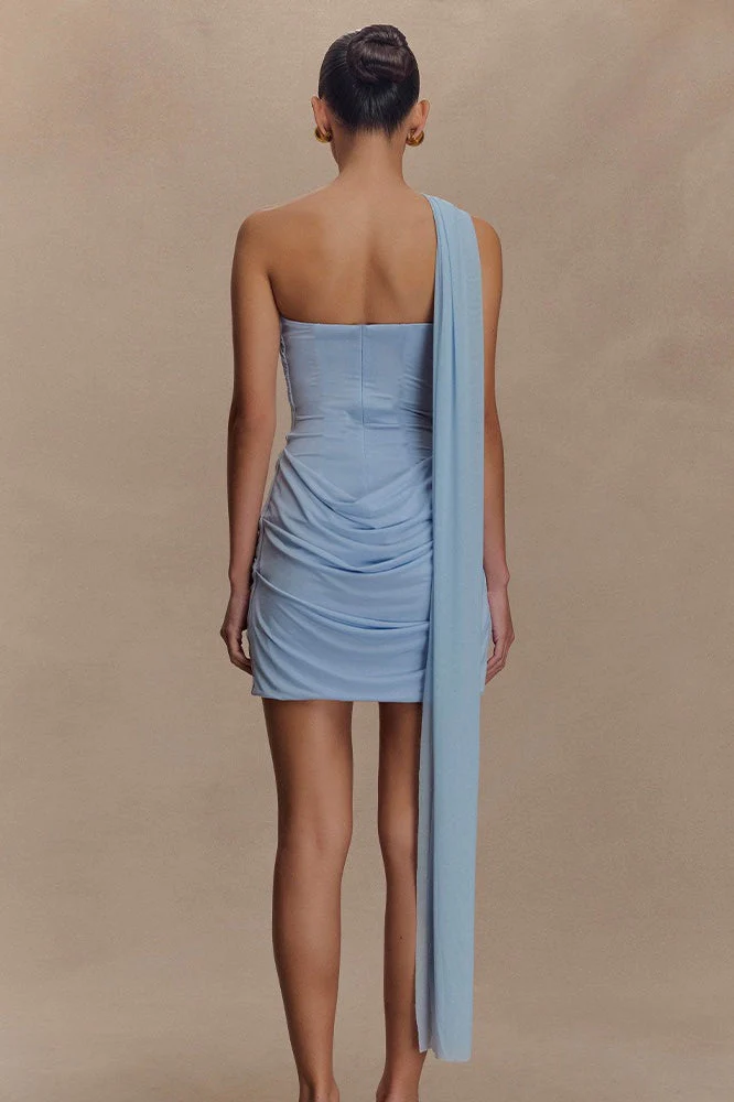 Strapless Ruched Bodycon Mini Party Dress - Image 4