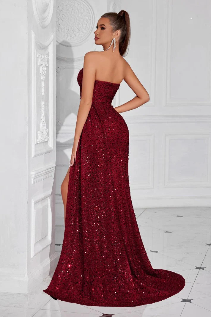 Strapless Split Maxi Party Dress - Image 3