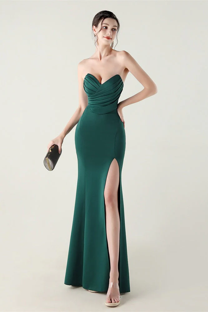 Strapless Sweetheart Pleated Party Dress - Image 16