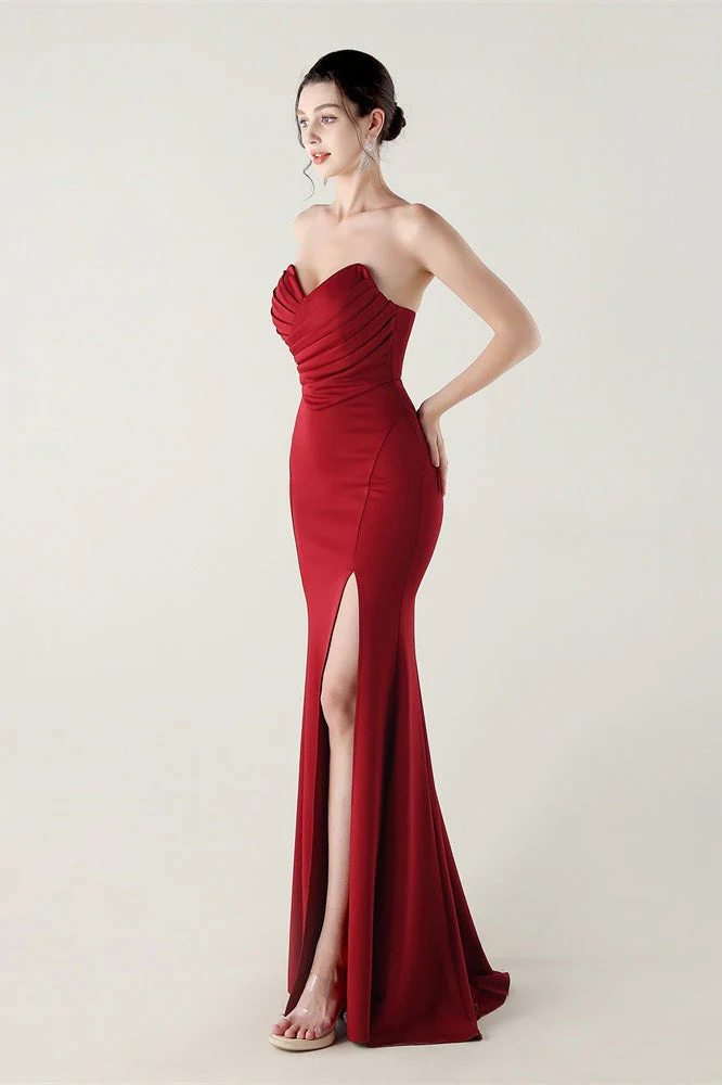 Strapless Sweetheart Pleated Party Dress - Image 18