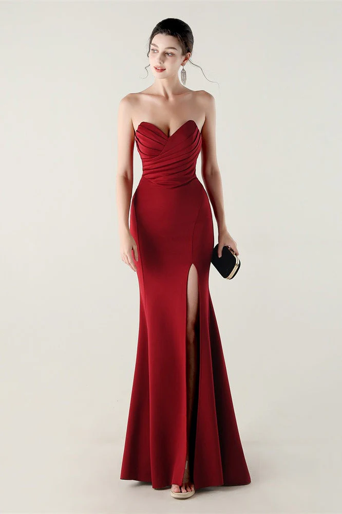 Strapless Sweetheart Pleated Party Dress - Image 19
