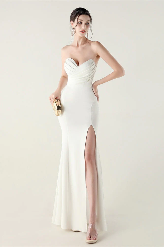 Strapless Sweetheart Pleated Party Dress - Image 3