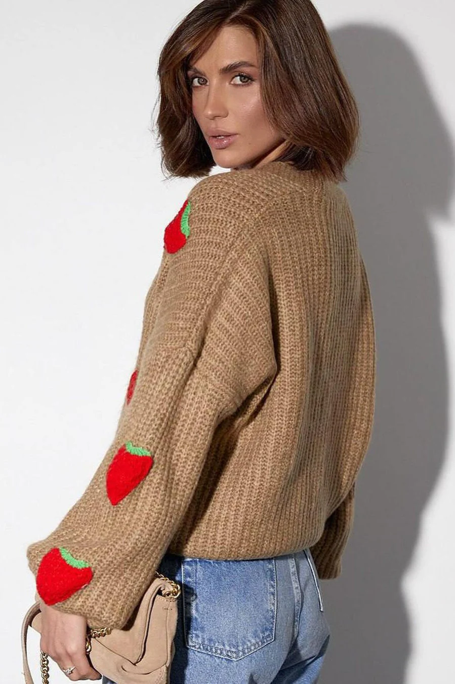 Strawberry Appliqué Chunky Knit Sweater - Image 21