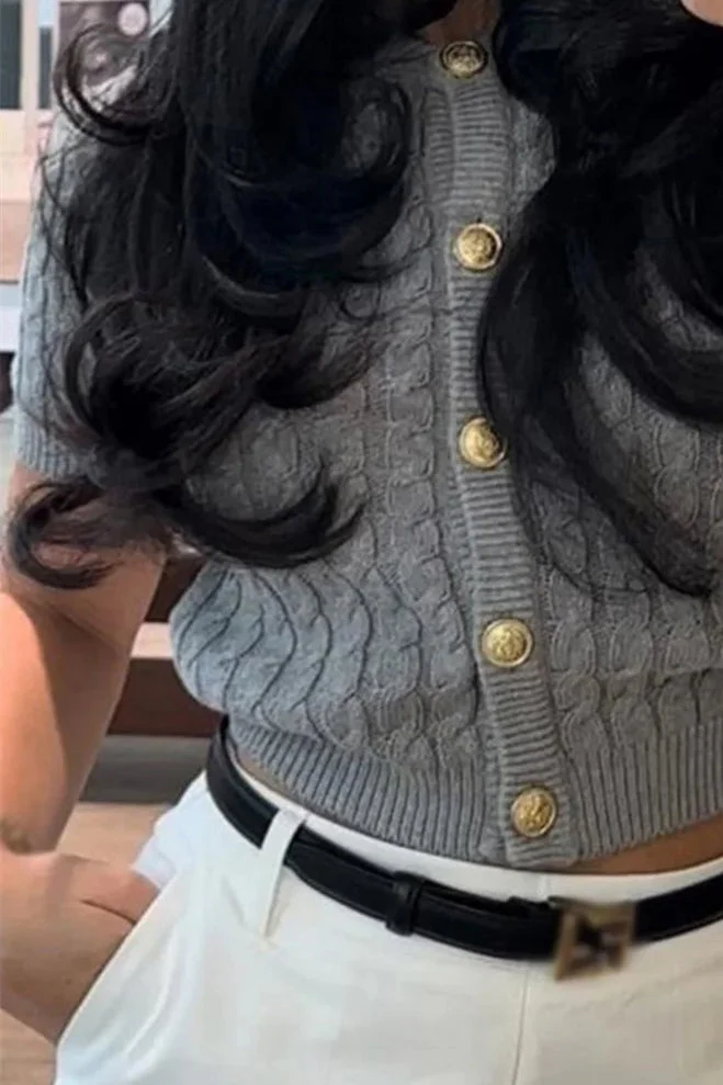 Striped Cable Knit Cardigan - Image 3