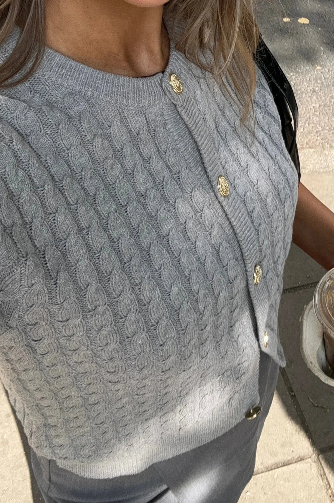 Striped Cable Knit Cardigan - Image 4