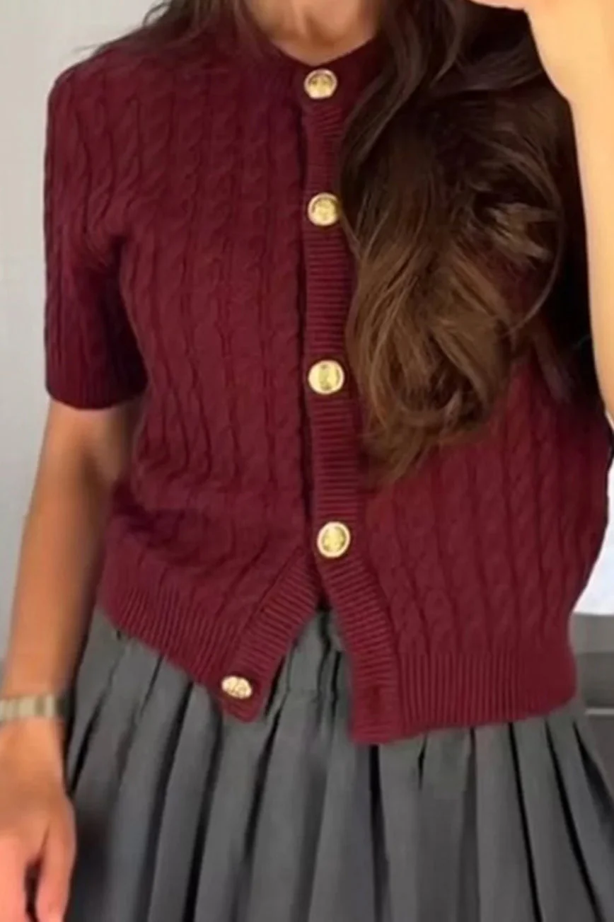 Striped Cable Knit Cardigan - Image 6