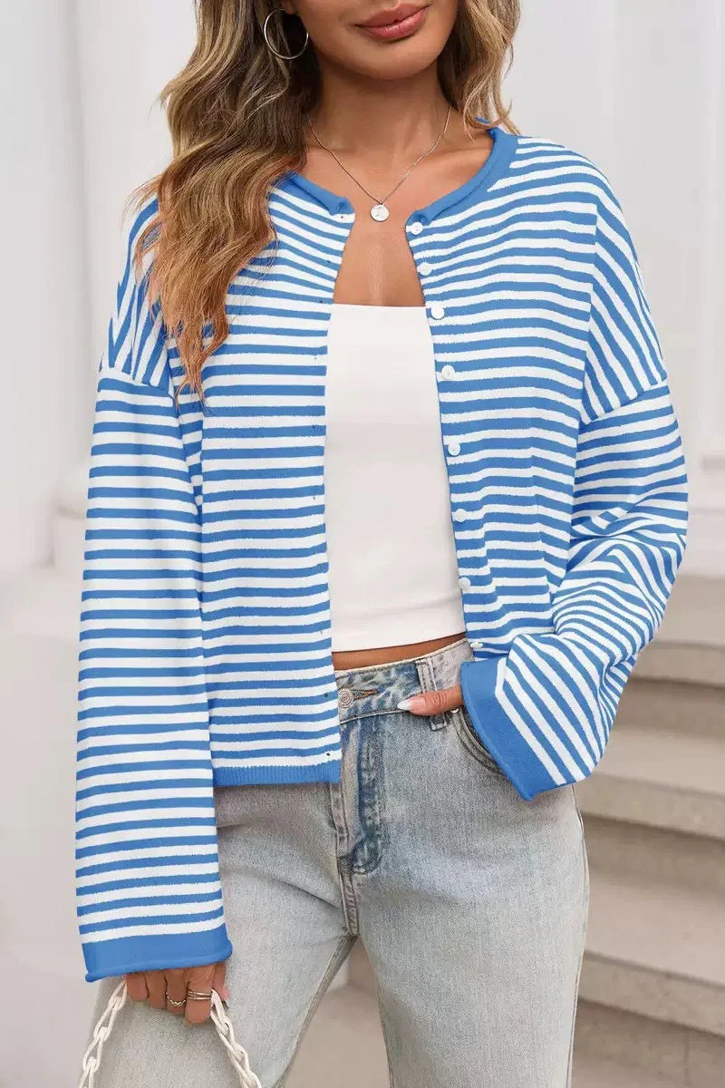 Striped Color Block Cardigan - Image 3