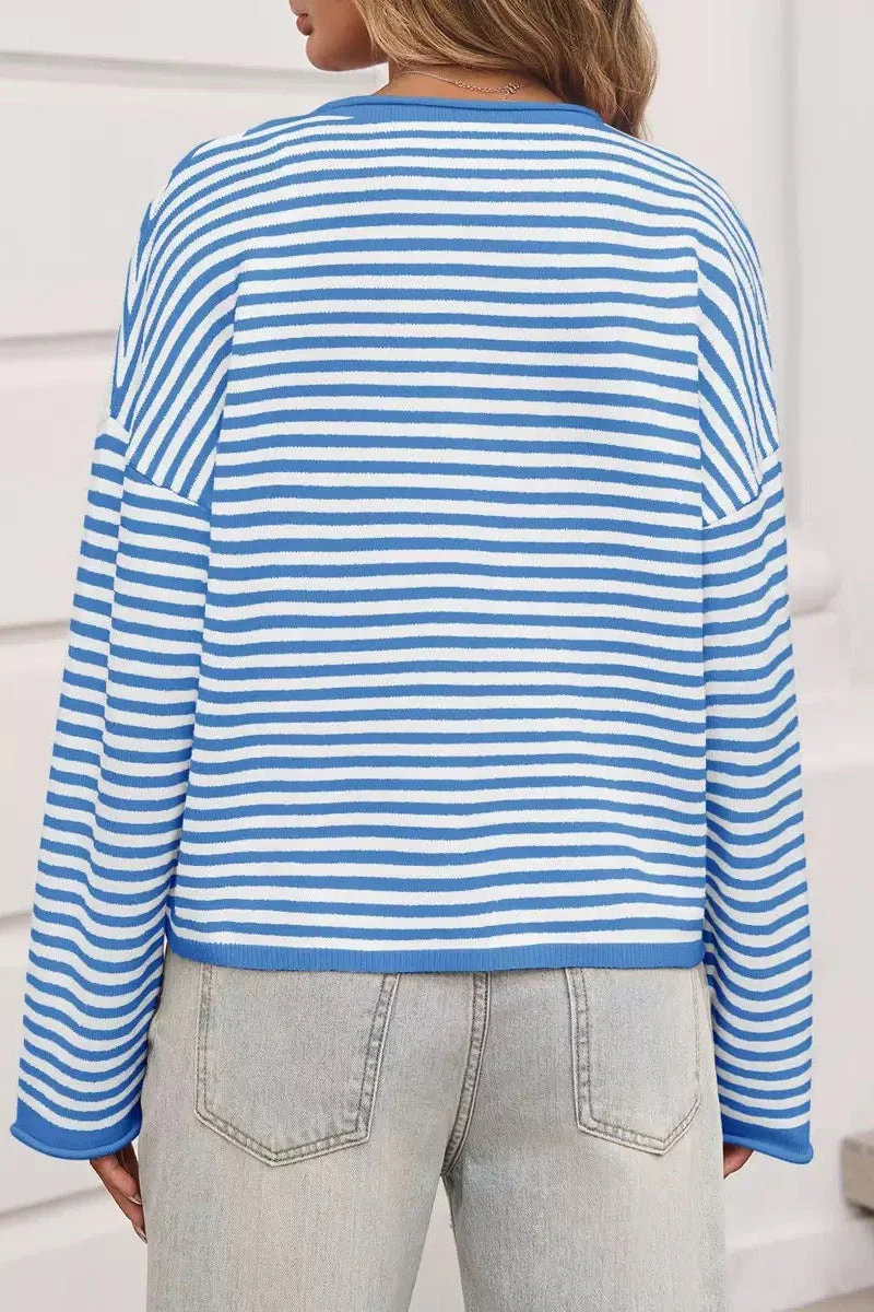 Striped Color Block Cardigan - Image 4