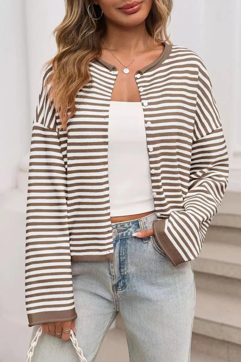 Striped Color Block Cardigan - Image 5