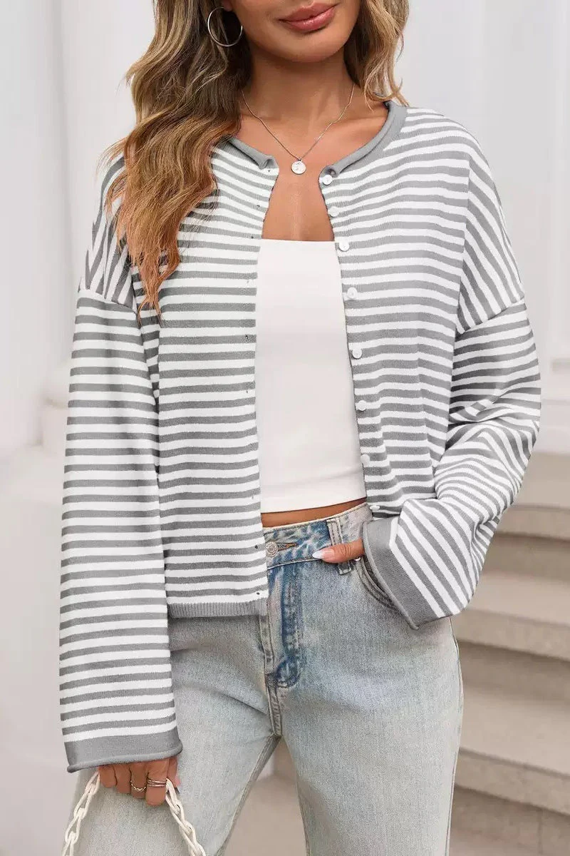 Striped Color Block Cardigan - Image 7