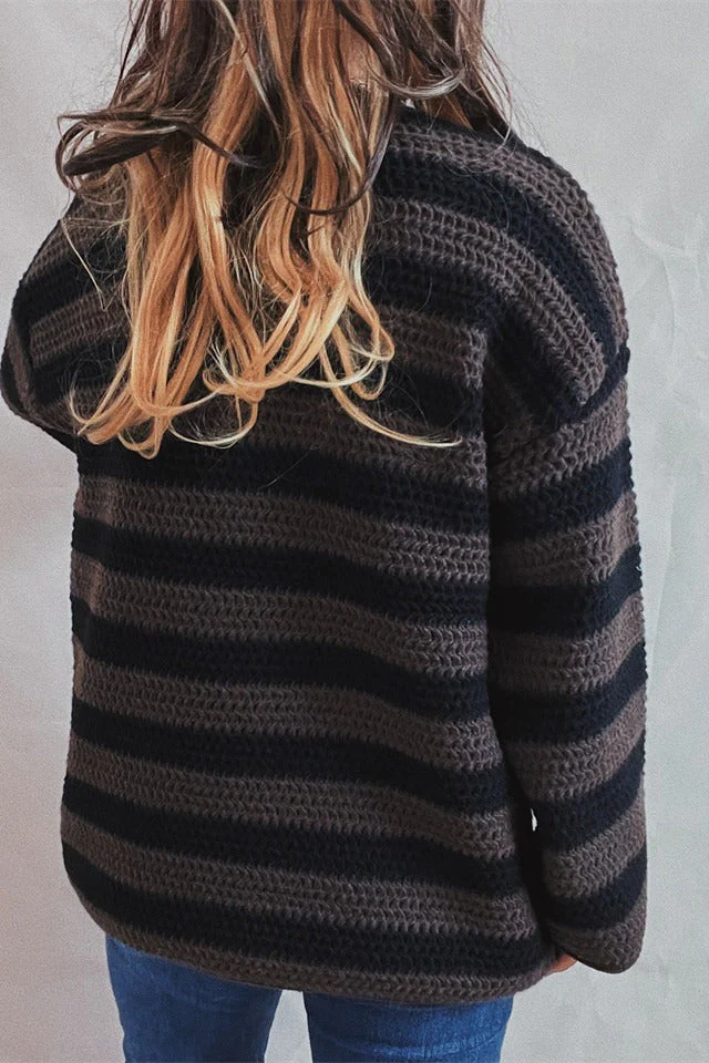 Striped Knit Casual Loose Sweater - Image 19