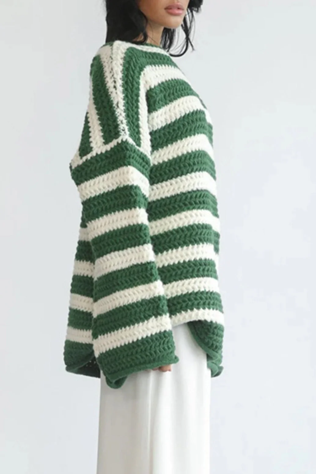 Striped Knit Casual Loose Sweater - Image 2