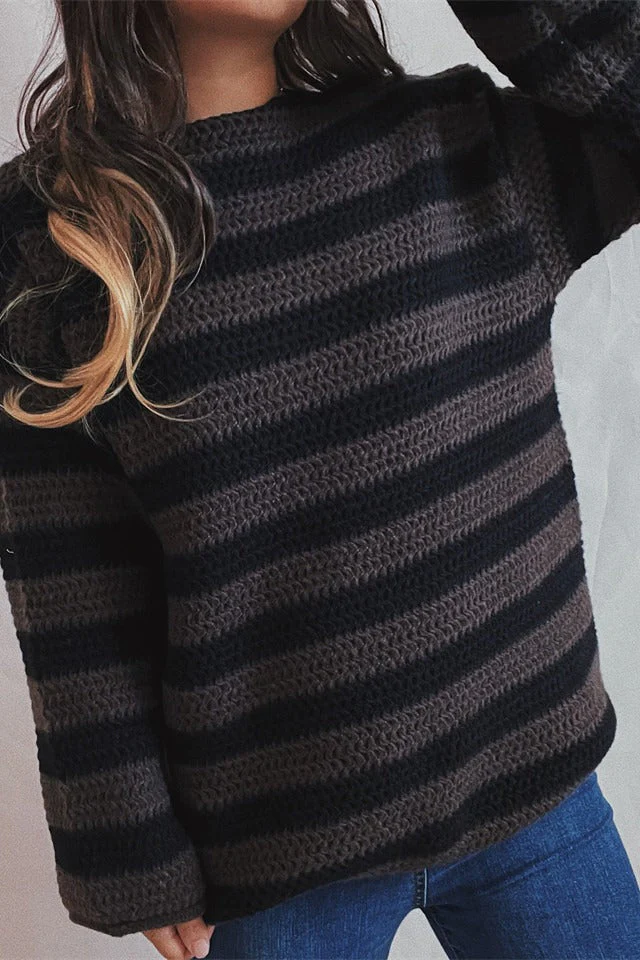 Striped Knit Casual Loose Sweater - Image 21