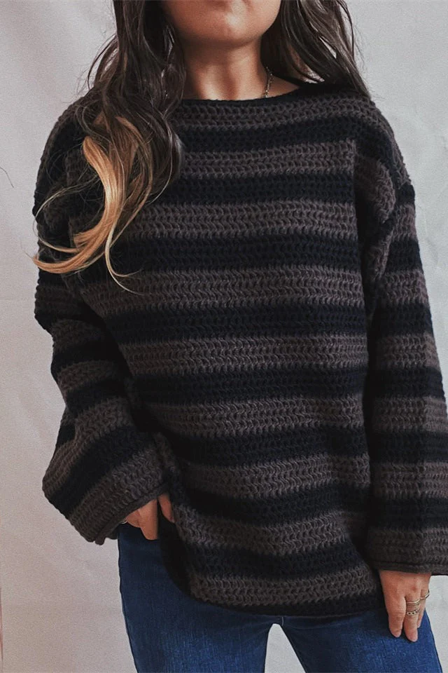 Striped Knit Casual Loose Sweater - Image 22