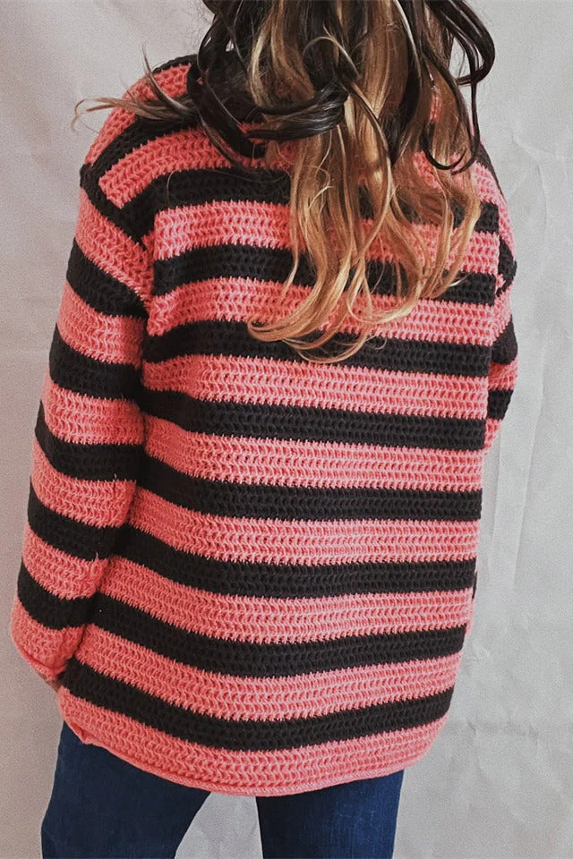 Striped Knit Casual Loose Sweater - Image 24
