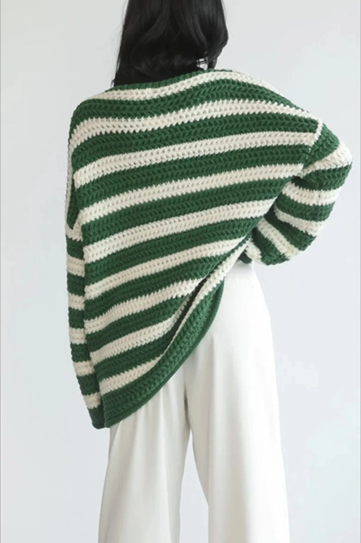 Striped Knit Casual Loose Sweater - Image 3