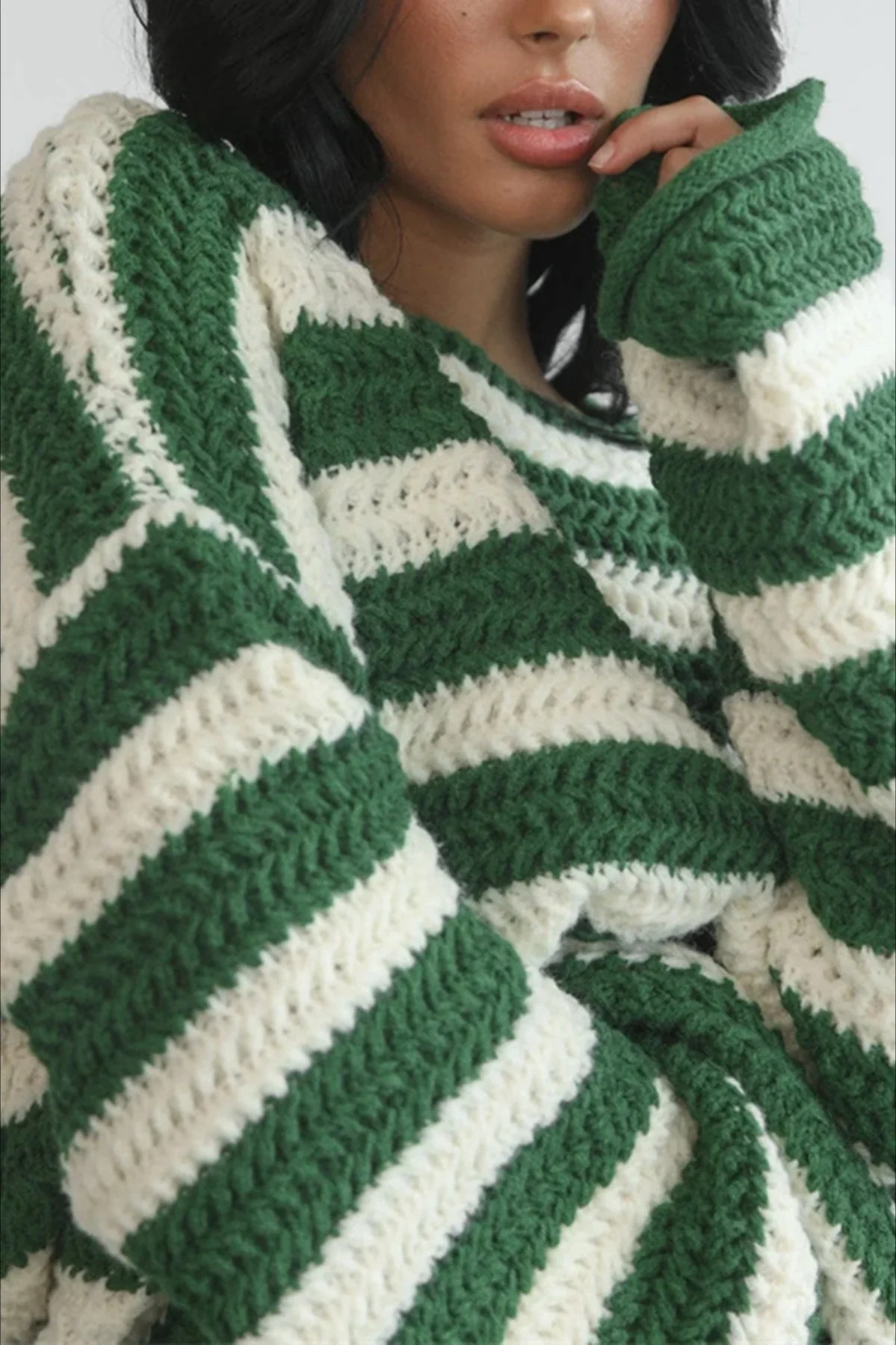 Striped Knit Casual Loose Sweater - Image 4