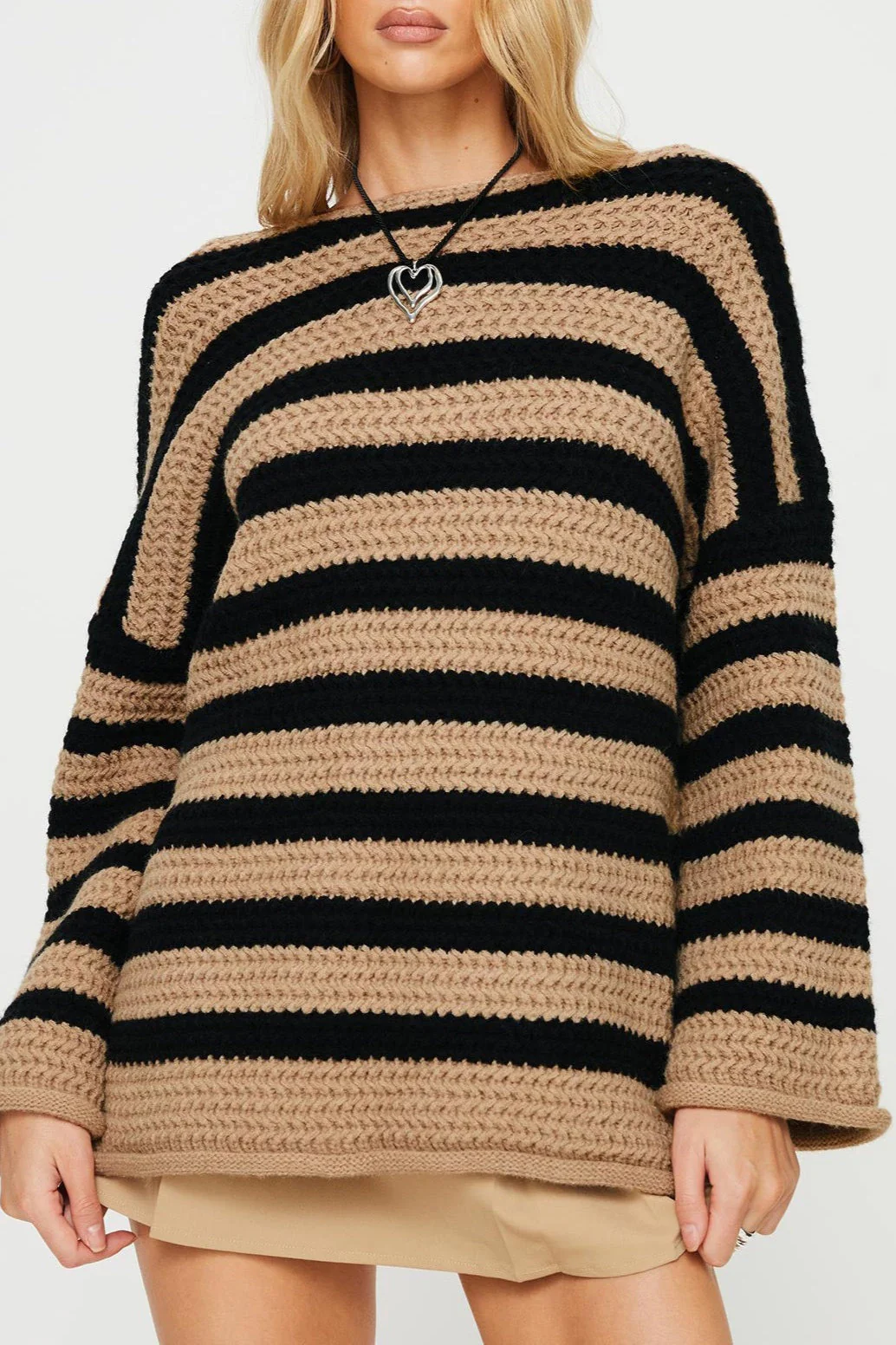 Striped Knit Casual Loose Sweater - Image 6