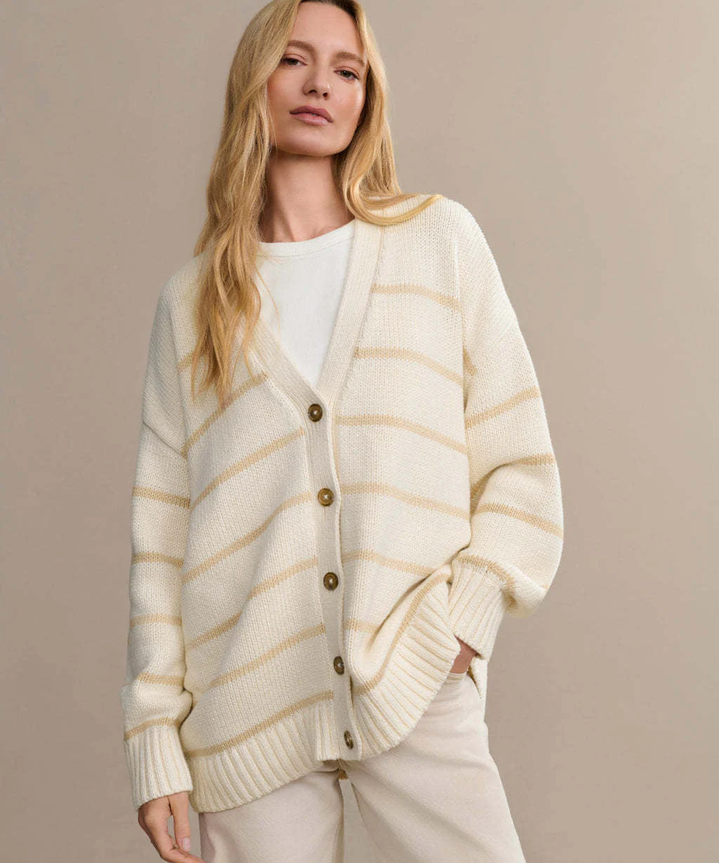 Striped V-Neck Knit Cardigan - Image 12