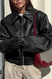 Stylish Matte PU Moto Jacket - Image 14