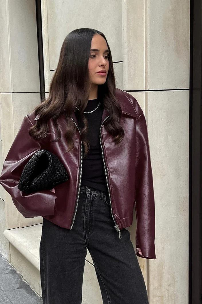 Stylish Matte PU Moto Jacket - Image 3
