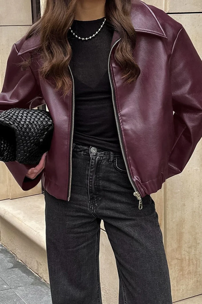 Stylish Matte PU Moto Jacket - Image 6