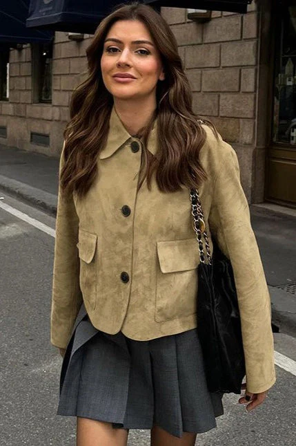 Suede Lapel Vintage Jacket - Image 3
