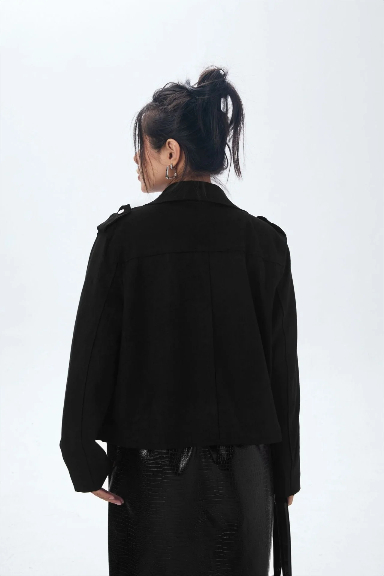 Suede Open Front Biker Jacket - Image 11